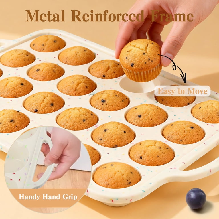 AOKIWO 24-Cup Silicone Mini Muffin Pan with Metal Frame photo 5