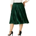 thumbnail image 3 of MODA NOVA Junior's Plus Size Elastic Waist Metallic Velvet Pleated Midi Skirt, 3 of 6