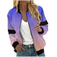 thumbnail image 2 of VINUSLI Bomber Jackets for Women Fashion,Jackets for Women,2024 Full Zip Bomber Jacket Lightweight Fall Winter Coats Long Sleeve Oversized Windbreaker Purple,XL, 2 of 5