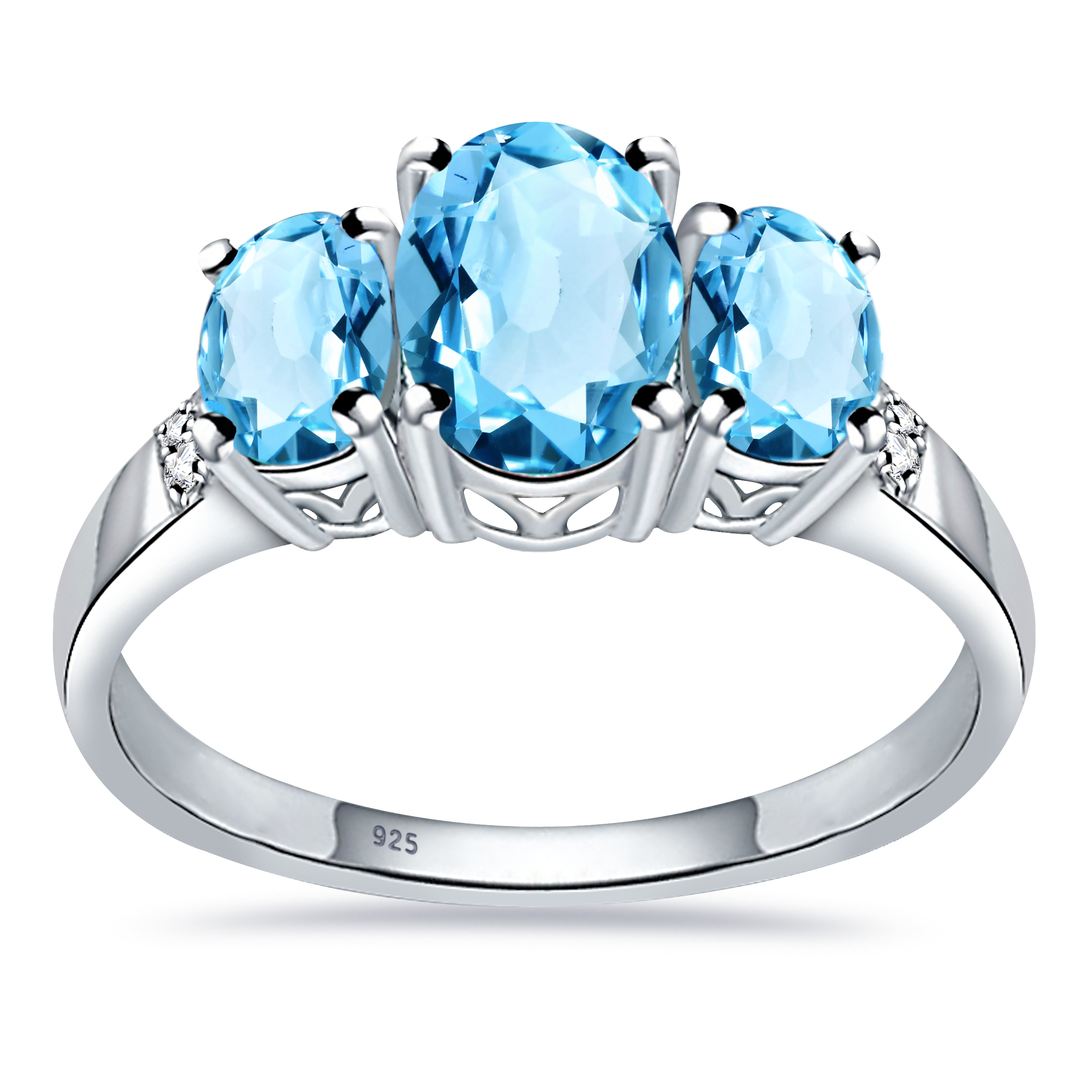 Orchid Jewelry Trinity 1.94 Ctw Oval, Round Created London Blue Topaz