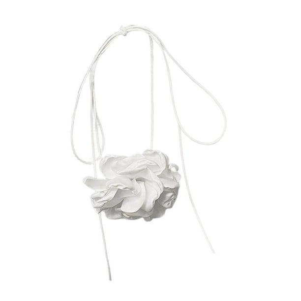 Gargantilla de flores grandes retro Fernando para mujer Blanco
