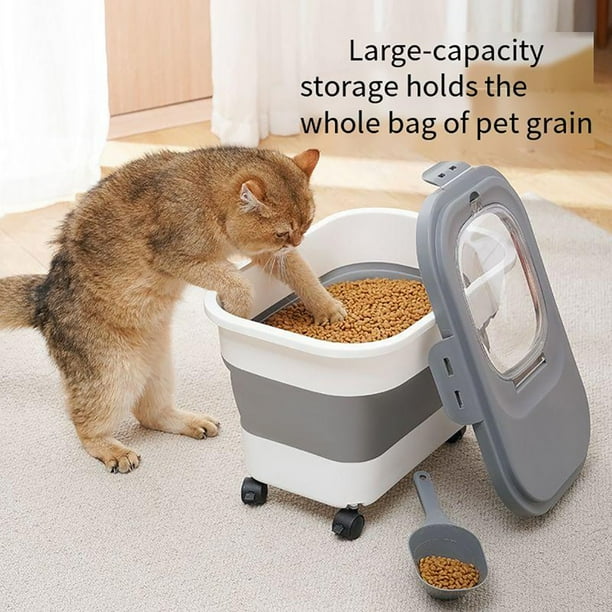 CHOK 30 Lbs Rice Storage Container 20 Lbs Pet Food Storage Container Foldable Pet Food Storage Bin with Visible Lids Locking Seal Bowl Apply for the Storage of Grains Pet food Gray