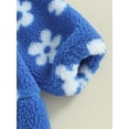 thumbnail image 6 of JYYYBF Toddler Baby Girls Fleece Coat Flower Print Stand Collar Quarter-Zip Pullover Sweatshirt Plush Jacket Winter Warm Outerwear, 6 of 6