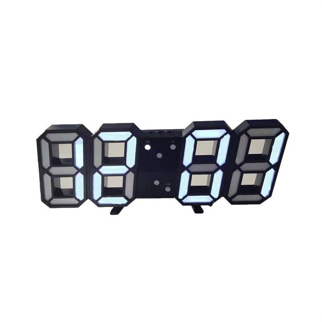 Reloj de pared digital LED 3D negro Reloj despertador iluminado grande Función de repetición silenciosa Brillo ajustable 12/24 Hora Fecha/Temperatura Visualización Oficina Cocina Sala de estar Dormitorio 24,6 cm Rojo Verde