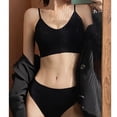 thumbnail image 2 of Conjunto de bragas y sujetador conjunto de ropa interior con sujetador elástico negro de estilo básico con cuello en V inalámbrico para el hogar ANGGREK Otros, 2 of 7