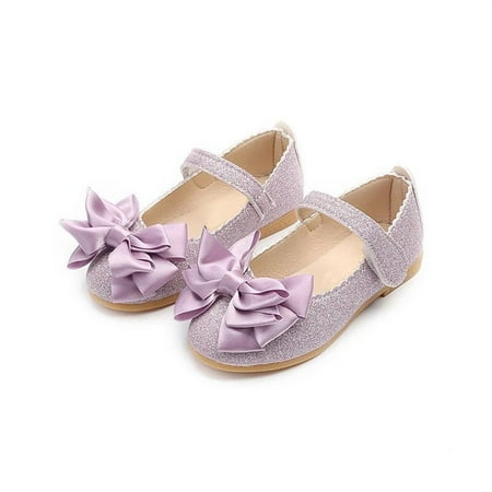 

Foraging dimple Children Girl Fashion Princess Bowknot Dance Nubuck Leather Single Shoes Purple