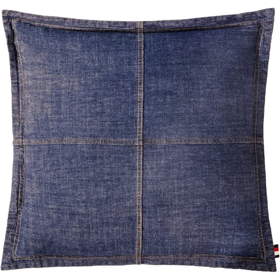 Pack of 2 100% Cotton Washed Denim Decorative Throw Pillow Covers Dark Blue Cushion Covers Set Soft Square Double Stitching Pillow Case Shell for Car Sofa Bedroom (18’’x18’’) 2 PCS
