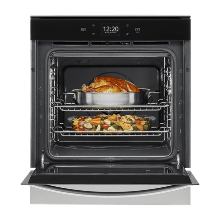 Whirlpool - 24" Built-In Single Electric Convection Wall Oven with Adjustable Self-Clean Cycle - Stainless Steel