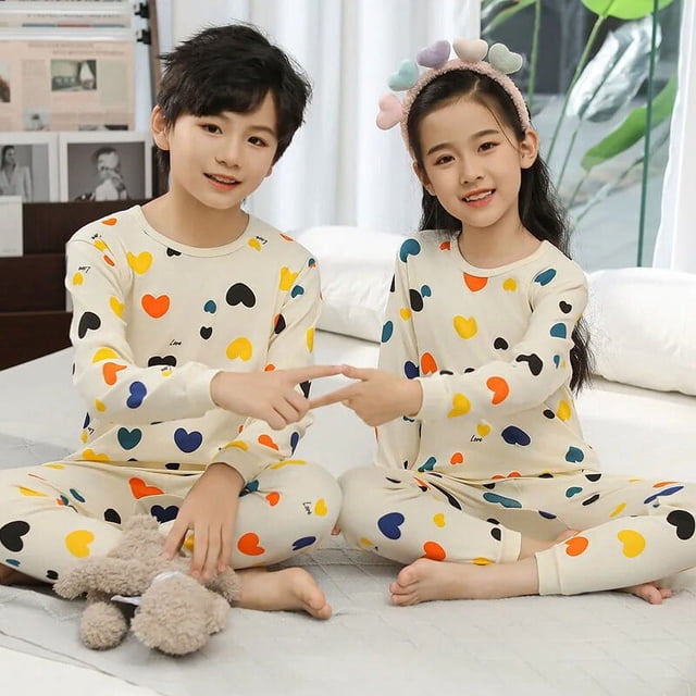 Ropa interior térmica para niños pequeños, pijamas de algodón con dibujos animados, informales, cálidos, para otoño e invierno, 2023