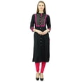 thumbnail image 1 of Phagun Womens Rayon Straight Tunic Kurta Open Front Kurti Mandarin Collar Indian Top, 1 of 2