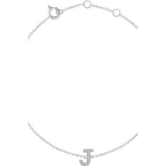 14K White .05 CTW Diamond Initial "J" 6-7" Bracelet in 14k White Gold