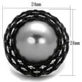 thumbnail image 2 of IP Black(Ion Plating) Stainless Steel Ring with Synthetic Pearl in Gray for Women Gray Stone Color Style TK2483 Size 10, 2 of 4