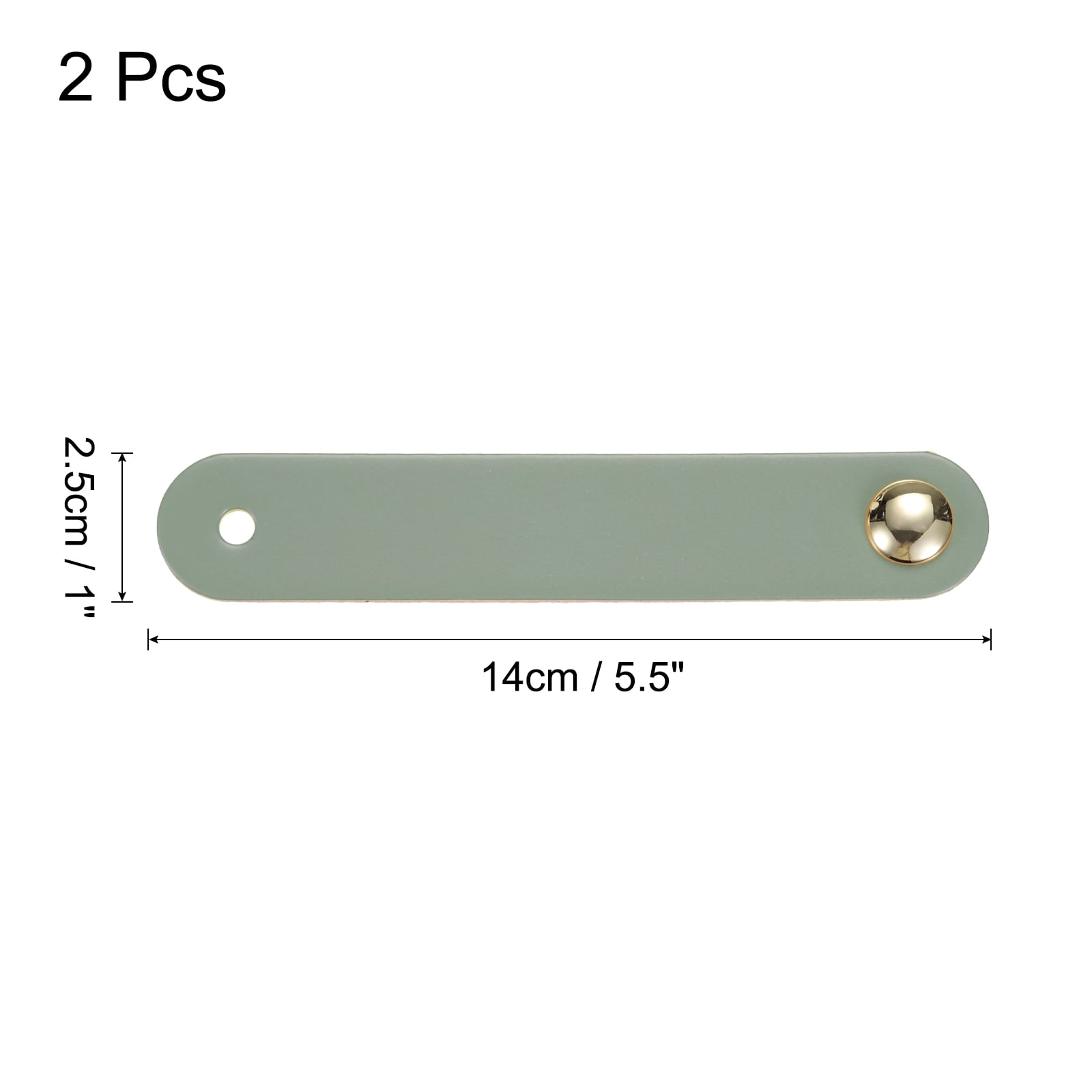 Unique Bargains Leather Drawer Pulls Single Hole Knobs Handles with Screws Blue/Gold