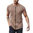 thumbnail image 2 of Shirts For Men Men'S Male Summer Casual Zipper T Shirt Blouse Short Sleeve Round Neck Tops T Shirt, 2 of 7