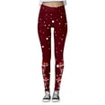 thumbnail image 3 of Fiaer Christmas Womens Leggings Black Plus Size Pants Glass Printed Slim Fit High Waisted Trousers Red XL, 3 of 5