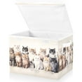 thumbnail image 3 of Cats White Storage Basket Foldable Laundry Basket Shelf Kids Toy Storage Container Organizer with Handles, 3 of 7