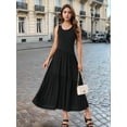 thumbnail image 2 of DARING DIVA Summer Casual Sleeveless Crewneck Maxi Dress S Black, 2 of 7