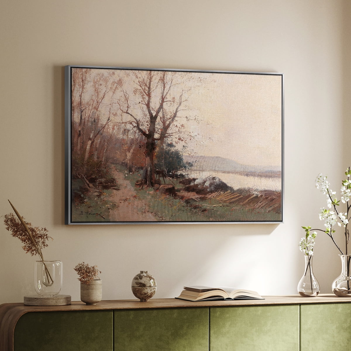 Vintage Landscape-CCCLVIII By Wexford Home Framed in Silver Wood Gallery Wrapped Canvas 17 in. x 25 in.