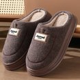 thumbnail image 3 of Zapatillas de algodón de invierno para hombre, zapatillas de algodón de suela gruesa de terciopelo, antideslizantes, para interiores, talla extra grande, novedad de 2024, 3 of 5