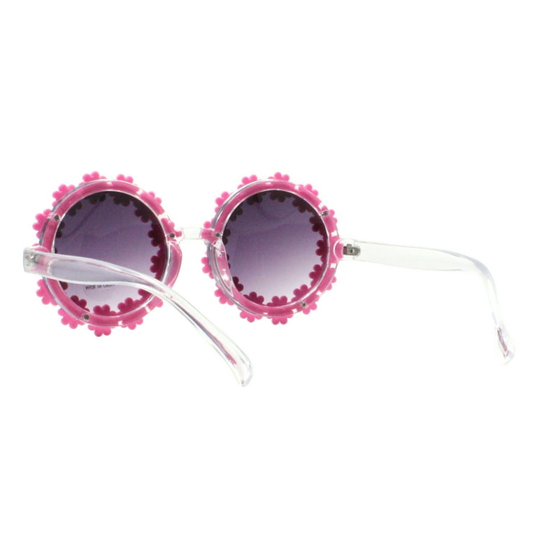 Hot Pink Daisy Flower Sunglasses Round Oversized Festival Floral