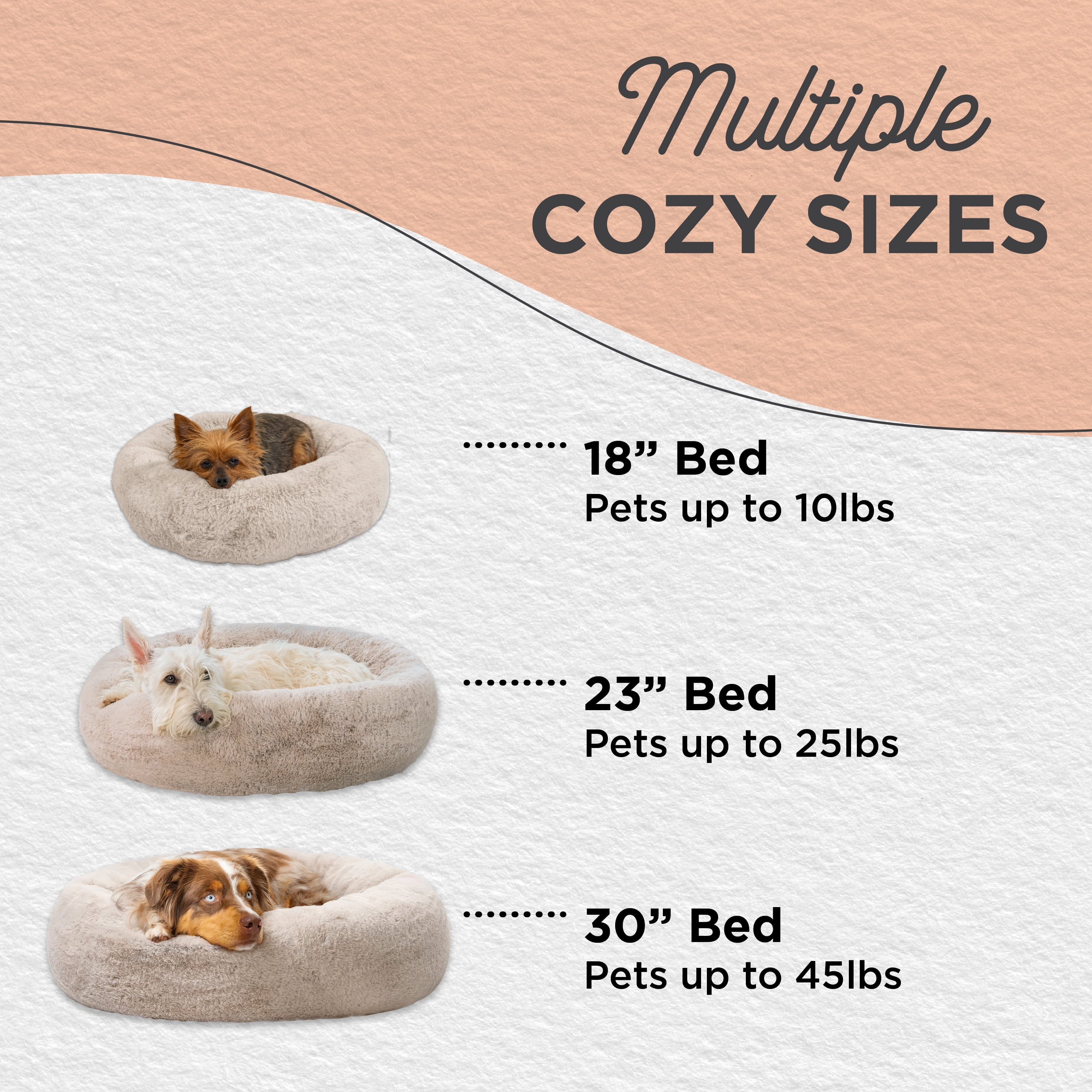 Best Friends by Sheri SnuggleSoft Faux Fur Calming Donut Bed for Dogs, Brown, Medium, 30x30