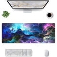 thumbnail image 2 of Galaxy Purple Blue Gaming Mouse Pad Desk Mat XL 31.5×11.8 Inch Abstract Nebula Universe Space Extended Mousepad 30X80cm with Non-Slip Rubber Base Stitched Edge Large Desk Pad for Gamer Office, 2 of 6