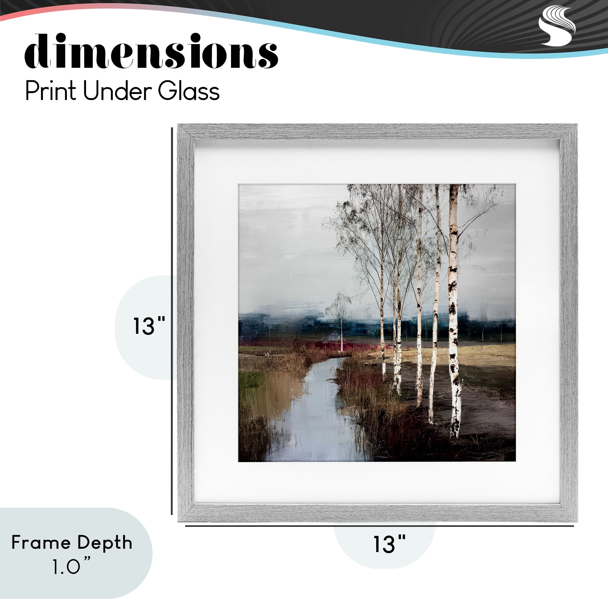 Stupell Industries Birch Creek River Gray Framed Print Under Glass, design by Kim Curinga