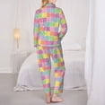 thumbnail image 3 of Pajama Sets for Women 2 Pcs, doodle colorful abstract pattern Button Down Long Sleeve Sleepwear Lounge PJ Sets, 3 of 6