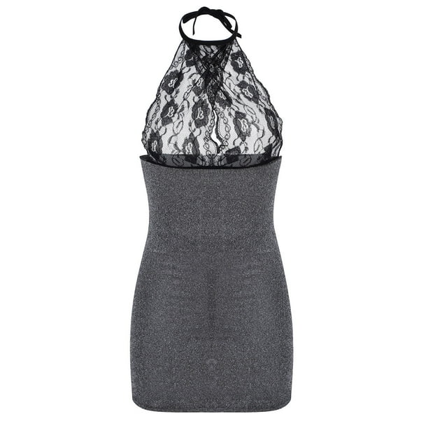 Gibobby Conjunto de lencería de encaje Conjunto de lencería sexy para mujer con encaje a juego(Negro, CH)