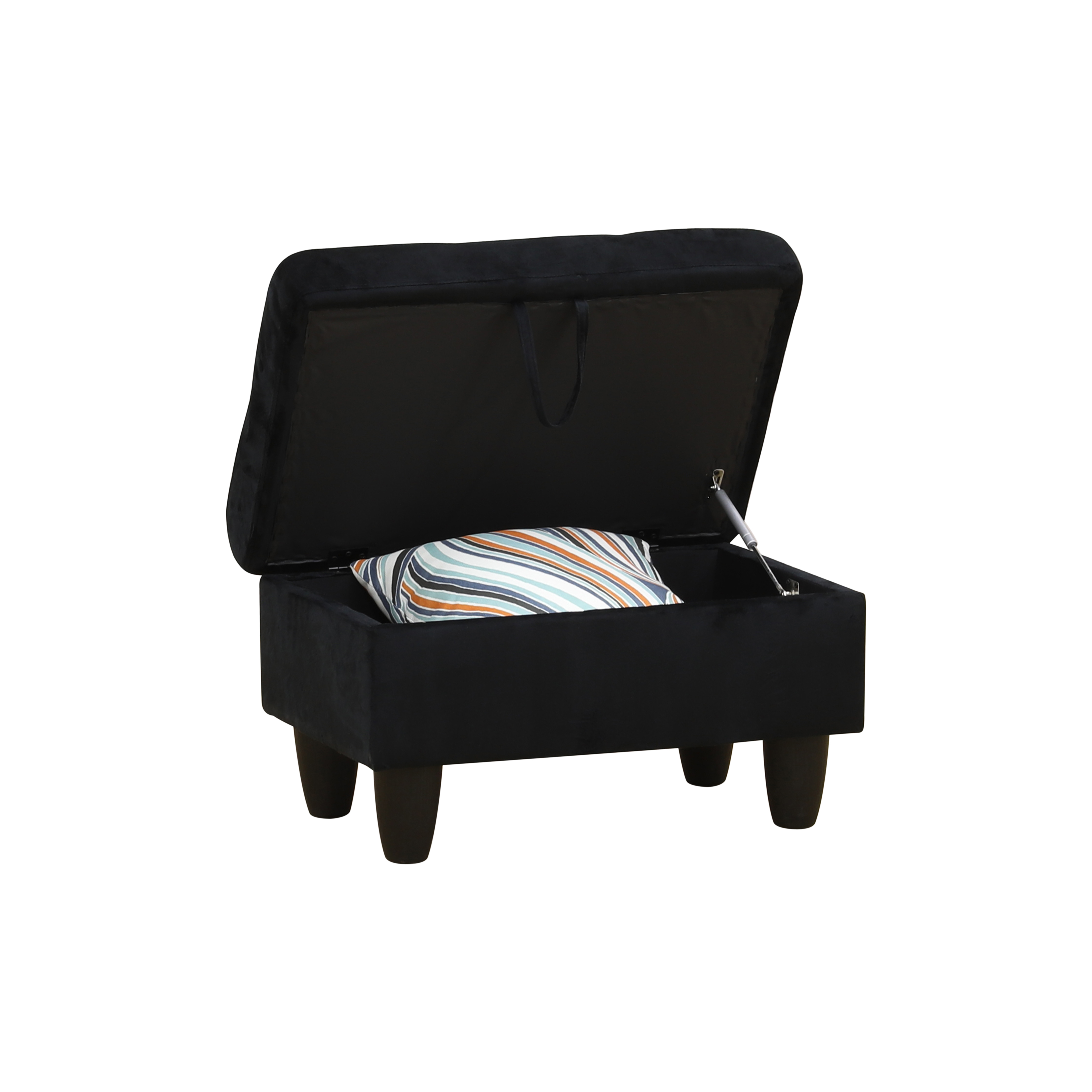MAYEERTY Flannel Ottoman with Storage for Modular Sectional Sofa, Black