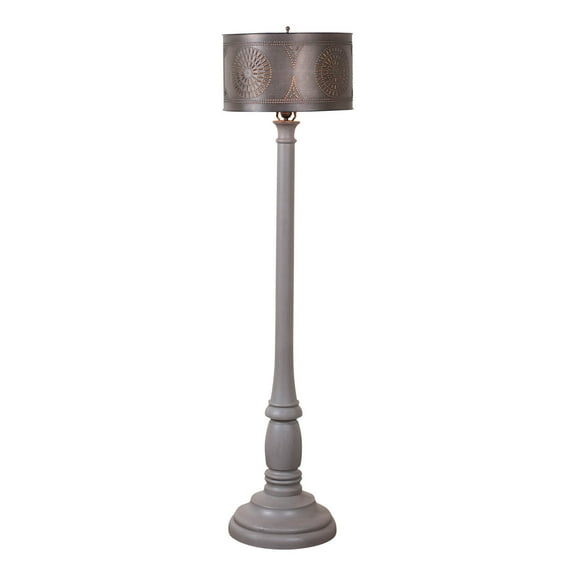 Irvins Country Tinware Brinton Floor Lamp in Earl Gray with Metal Drum Shade