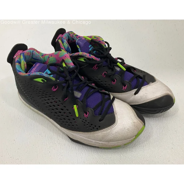 N I-K-E A i r-Jor-dan CP3 VIII Black & Colorful Lining Basketball Sneakers Men's Sz 9