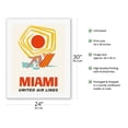 thumbnail image 2 of Miami Florida - United Air Lines - Vintage Airline Travel Poster c.1962 - Fine Art Rolled Canvas Print 20in x 26in, 2 of 4