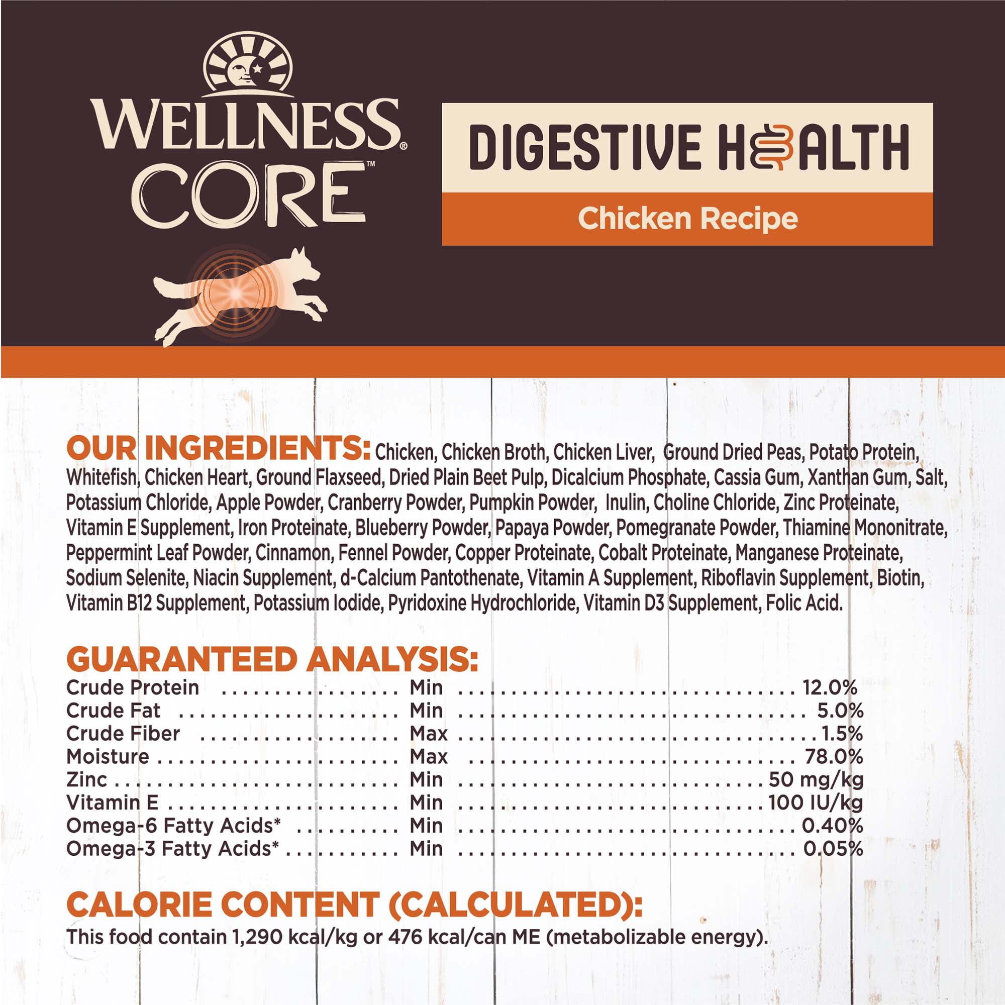 Wellness CORE Digestive Health Pate Variety Pack Adult Canned Wet Dog Food, Grain Free, Sensitive Stomach, Natural 13 oz, Pack of 6 Cans
