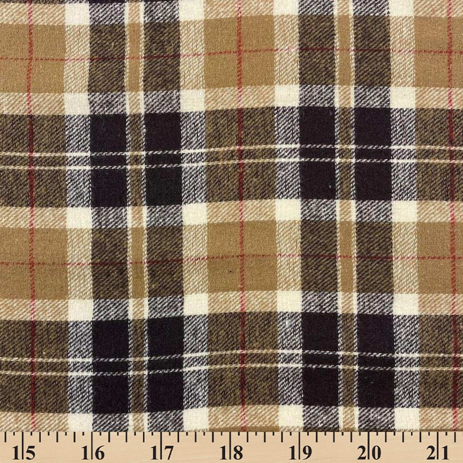 Flannel Brushed Hypoallergenic Cotton Tartan Plaid Geometric Benjamin Yarn Dyed Fabric By The Yard For Sewing Apparel, Accessories, & Décor - Brown / Beige (10 Yards)