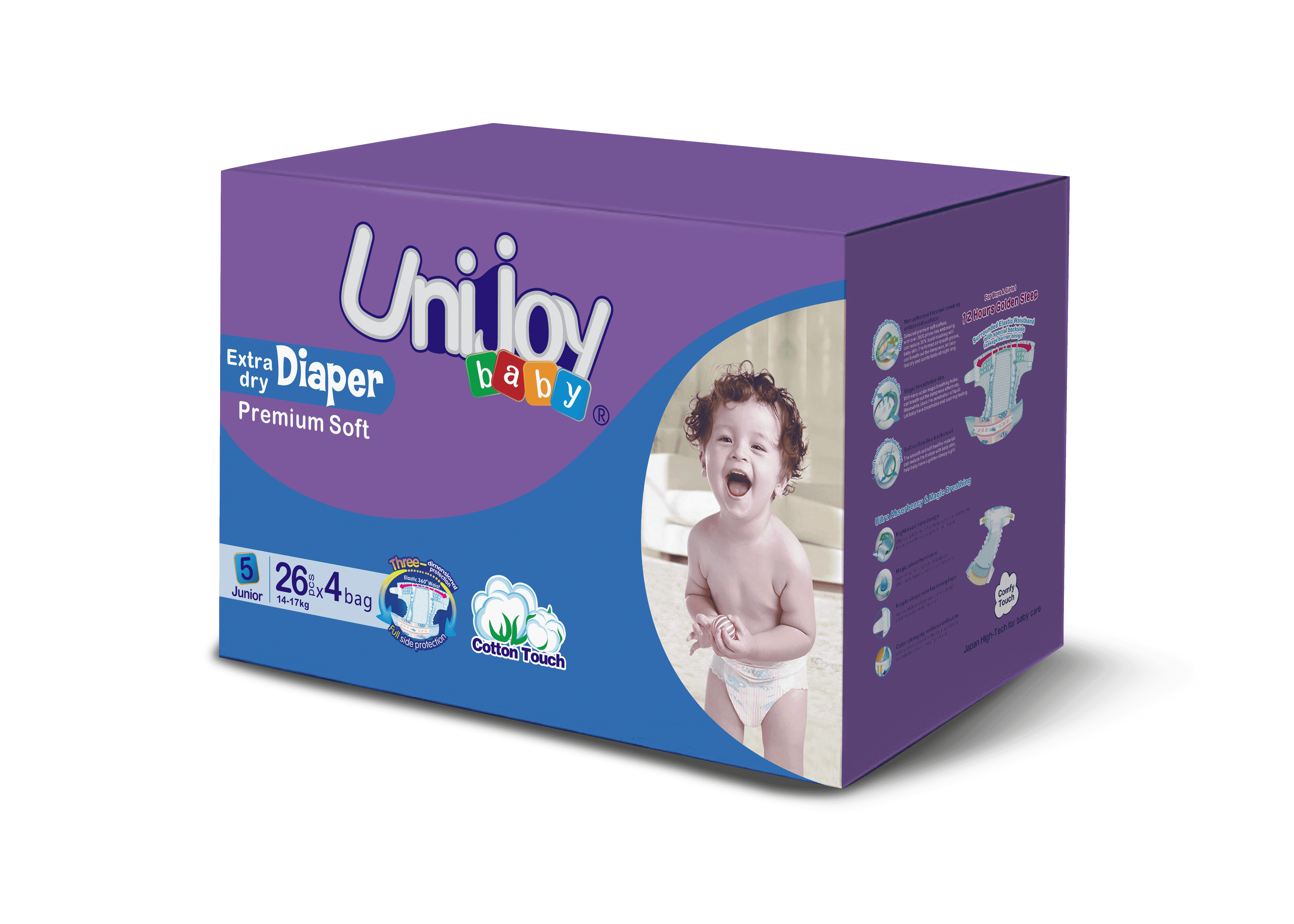 Unijoy Premium Soft, Best Disposable Diapers for Newborns, Babies and