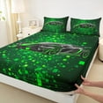 thumbnail image 4 of Feelyou Green Fahion Automobile Twin Sheet Sets, Square Honeycomb Twin Fitted Sheet, Teens Kids Boys Girls Flat Sheet, Lightweight Room Decor, 3pcs, 4 of 8