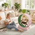 thumbnail image 5 of Ktaxon Cat Exercise Wheel 31in w/Green Mat & Free Teaser Wand, Safe PP Treadmill for Cats, Pink, 5 of 12