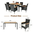 thumbnail image 2 of 7 Piece Patio Dining Set, Outdoor Patio Conversation Set with Acacia Wood Table Top and Rattan Chairs and Soft Seat Cushions for Deck Backyard Garden, Black, 2 of 12