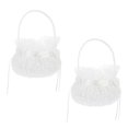 thumbnail image 1 of 2pcs Flower Child Wedding Baskets Rose Flower Embroidery Basket Delicate Flower Girl Baskets, 1 of 4
