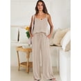 thumbnail image 2 of Set lounge de lino de 2 piezas ANRABESS para mujer, color albaricoque, XL, 2 of 8