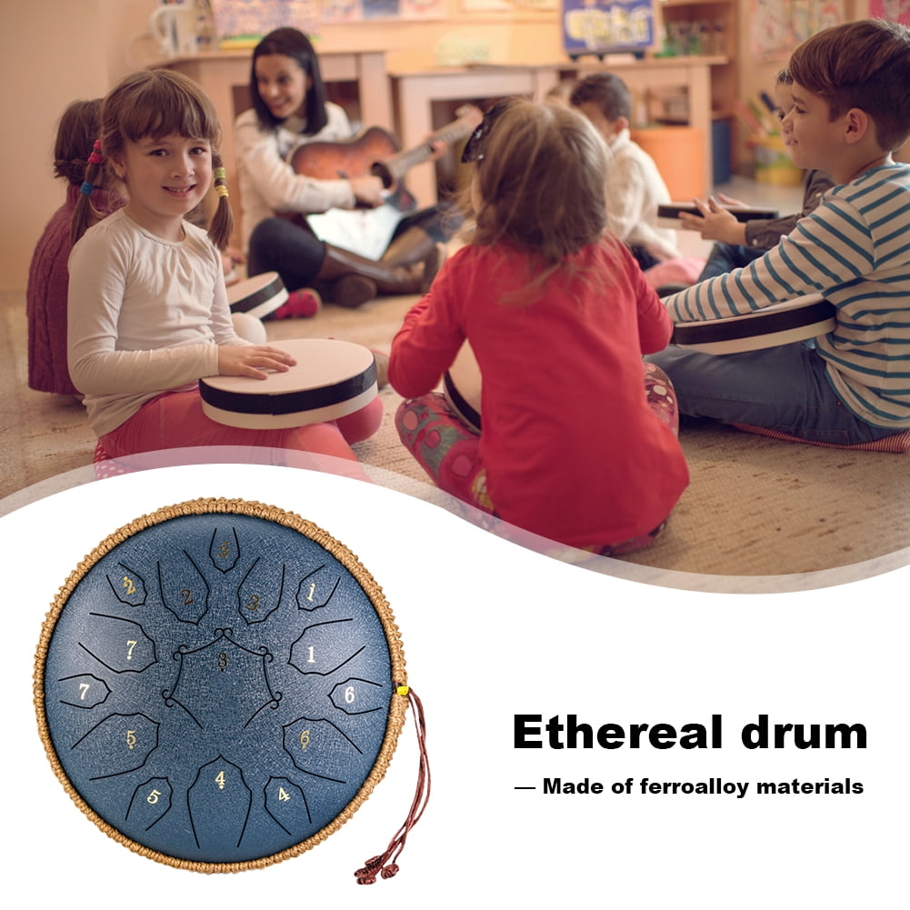 golytefs 12 Inch D Tone Ethereal Drum 15 Notes D Major Large Ethereal Drum (Navy Blue)