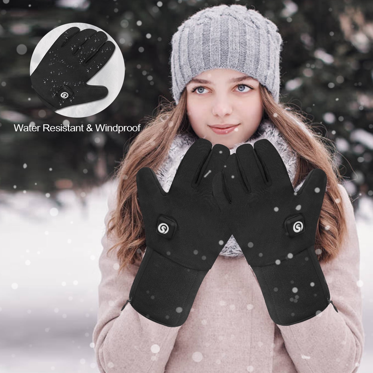 SNOW DEER Upgraded Heated Gloves Men Women,Ski Motorcycle Electric Battery Mittens Gloves