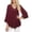 Wine, variant on Kiplyki Christmas Womens Autumn Solid Print Double Mesh Shirt 3/4 Flared Sleeve V-NeckTunic Blouse Tops