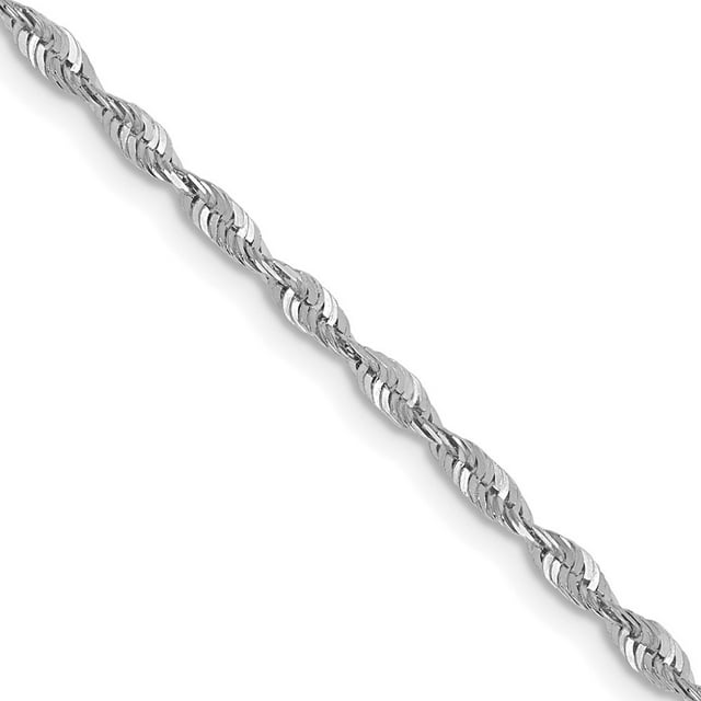 Diamond2Deal 10K White Gold 1.8 mm Diamond-cut Lightweight Rope Chain Necklace for Women 24"