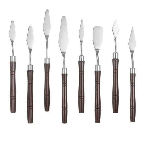 Uxcell 8pcs Palette Knife Painting Tool Pointed & Flat Head Stainless Steel Blade Plastic Handle Spatula Painting Pallet Knife for Oil Acrylic Canvas, Red
