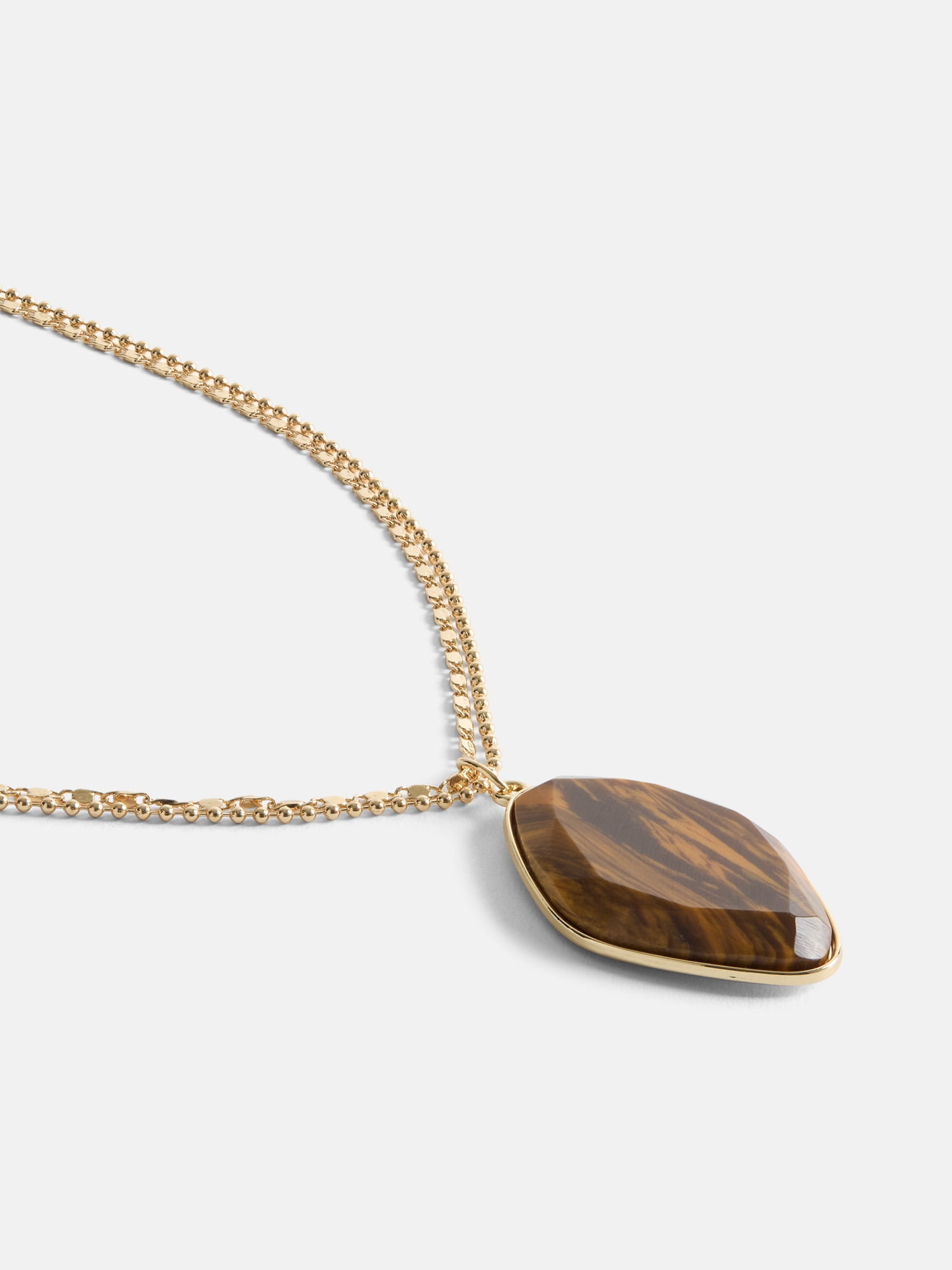 Scenario Women's Gold-Tone Reconstituted Tiger's Eye Stone Pendant Necklace