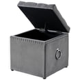 thumbnail image 3 of Hunter Ottoman de Rangement en Velours Gris - Markella Clous Chromés, 3 of 8