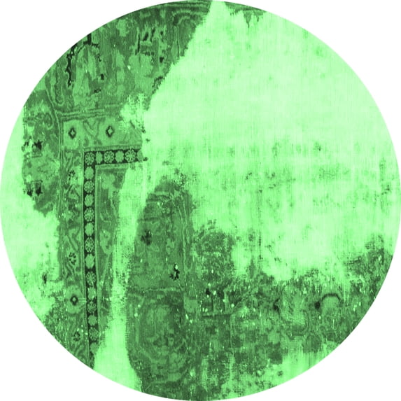Ahgly Company Indoor Round Abstract Emerald Green Modern Area Rugs, 3' Round