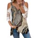 thumbnail image 1 of Elegante mujer casual cremallera cuello impresión blusa encaje manga corta camiseta verano Tops OAVQHLG3B Store  lin121212, 1 of 4